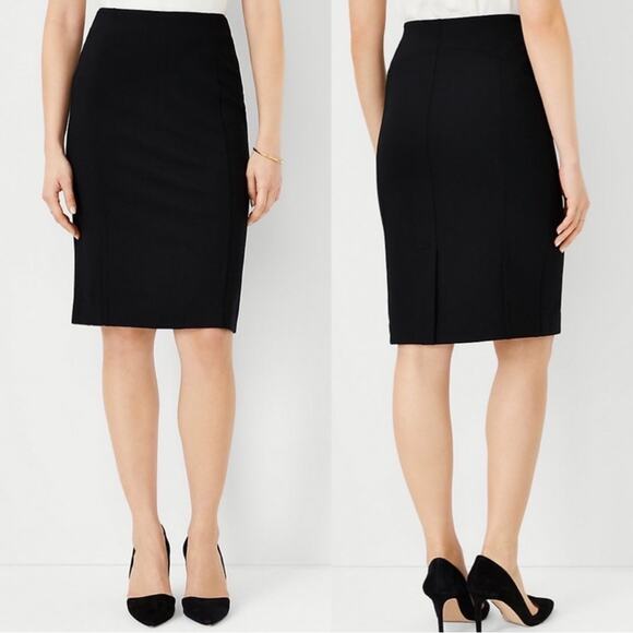 LOFT Dresses & Skirts - LOFT ANN TAYLOR Skirt Black Basket Weave Woven Texture Wool Blend Pencil Size 10